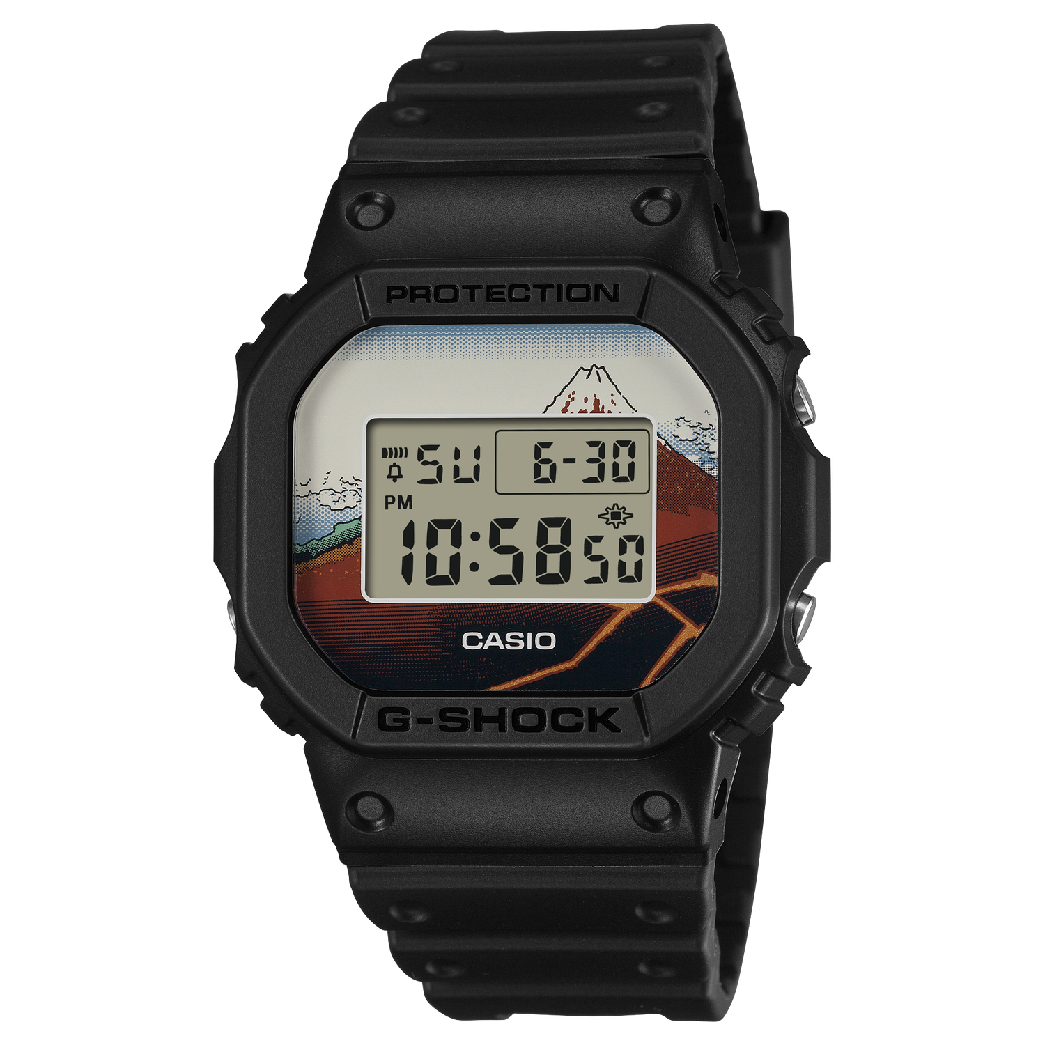 Casio G-Shock DW-5600KHSH25-1JR JDM Special Edition digital watch for men Hokusai Sanka Hakuu Kurofuji (Rainstorm Beneath the Summit) made in Japan JDM (Japanese domestic market) 200m WR shock-resistant
