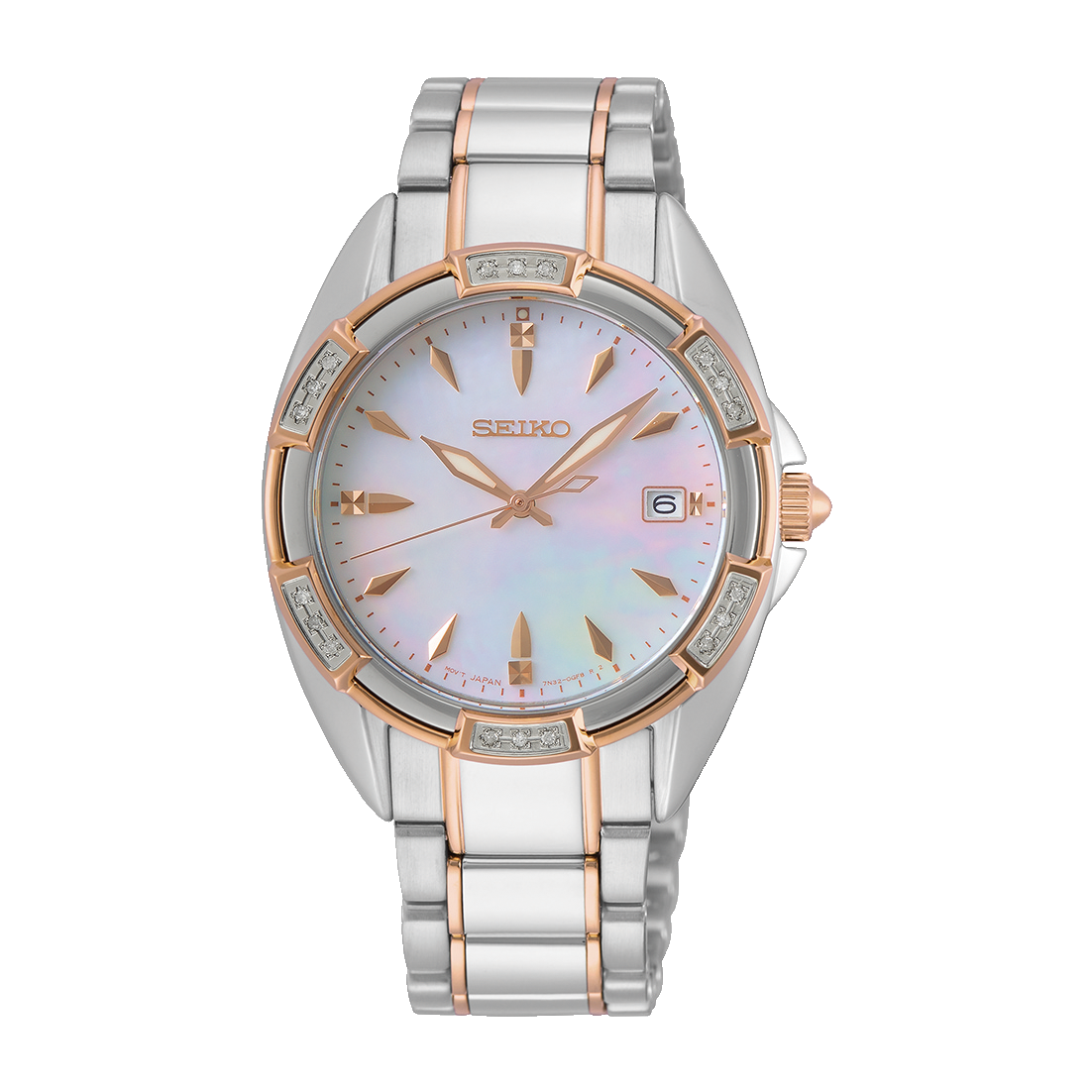 Seiko Ladies SKK878 Quartz Watch | 18 Diamonds &amp; Mother of Pearl 33.3mm 100m WR Sapphire Crystal