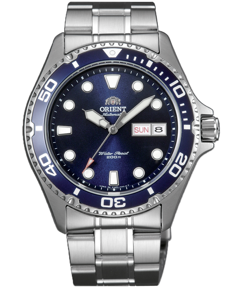 Orient Mako Ray II “Deep Blue” TAA02005D 41.5mm 200m WR steel strap automatic diving watch for men