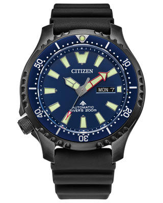 Citizen Fugu NY0158-09L men's automatic diving watch, 44 mm, 200 m WR, sapphire crystal, polyurethane strap