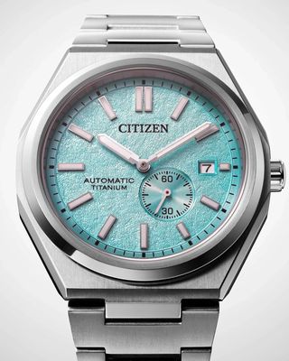 Citizen Zenshin Tiffany Blue NJ0180-80M Men's Automatic Watch 40.5mm Super-Titanium 100m WR Sapphire Crystal Caliber 8213 Titanium Strap and Case