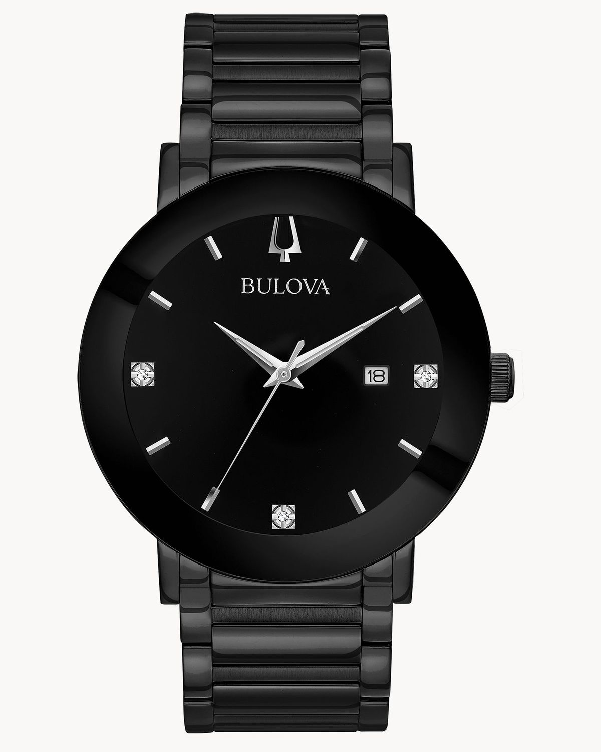 Bulova Futuro Black 98D144 42mm black Quartz men's watch stainless steel bracelet PVD 30m Water resist