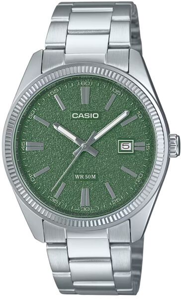 ​Men's Analog Watch MTP-1302DA-3AV, Stainless Steel Strap, Green Dial