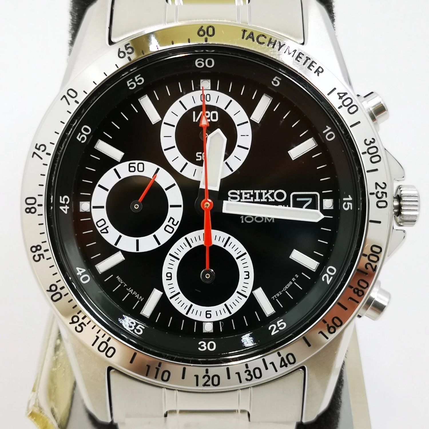 Seiko Spirit SND371P1 JDM 38mm 100m WR unisex quartz chronograph watch with steel strap (Japanese domestic market)