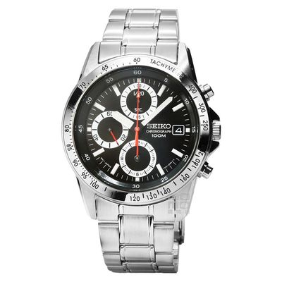 Seiko Spirit SND371P1 JDM 38mm 100m WR unisex quartz chronograph watch with steel strap (Japanese domestic market)