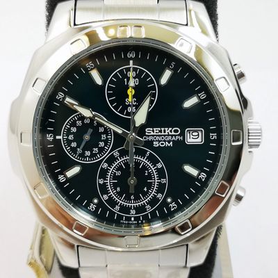 Seiko Spirit SND411P1 38mm JDM 100M WR unisex quartz chronograph watch with steel strap JDM (Japanese domestic market)