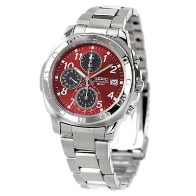 Seiko Spirit SND495P1 38mm JDM 100M WR unisex quartz chronograph watch with steel strap JDM (Japanese domestic market)