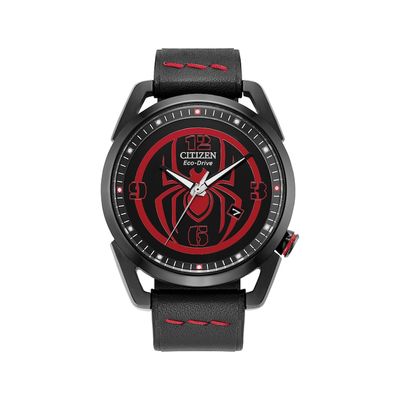 Citizen Marvel Spider-Man AW1685-00W Miles Morales Men's Watch 42mm 100m WR leather strap Eco-Drive movement (powered by solar energy or light)