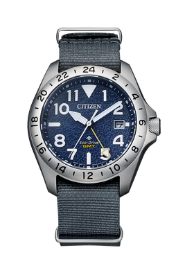 Citizen Promaster Land GMT BJ7150-09L 38,6mm 200m Men's Sundial Watch – Navy Blue, Sapphire Crystal, and Nylon Strap Eco-Drive Movement (powered by solar energy or light) Citizen Promaster Land GMT BJ7150-09L 38,6mm 200m Men's Sundial Watch – Navy Blue, Sapphire Crystal, and Nylon Strap Eco-Drive Movement (powered by solar energy or light)