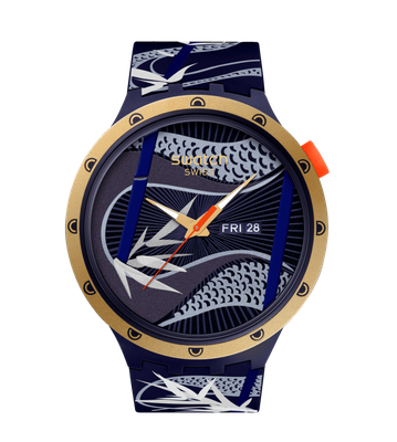 Swatch BLUE AND GOLDEN LITHE DANCER men's quartz watch SB05Z700 47mm 30m