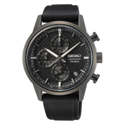 Seiko SSB393P1 Men's Titanium Chronograph Watch 41.6mm 100m WR Titanium Case Silicone Strap Quartz