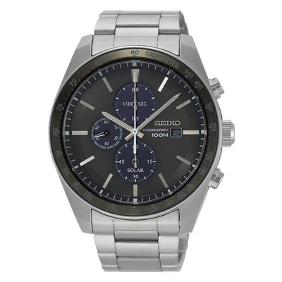 Seiko Solar Chronograph SSC715P1 Men's Chronograph Watch 43.2mm 100m WR Steel Strap Hardlex - Quartz