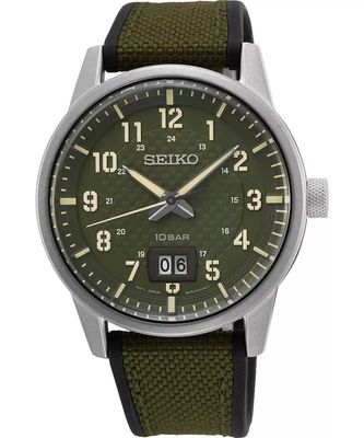 Seiko Neosport SUR323P1 men's watch, 40.7 mm, 100 m WR, nylon + silicone strap, Hardlex crystal - quartz