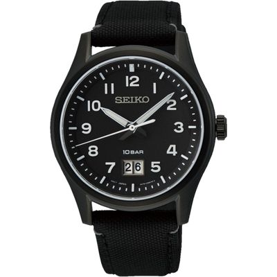 Seiko NeoClassic SUR571P1 men's quartz watch, 39.5 mm, sapphire crystal, 100 m WR, nylon strap