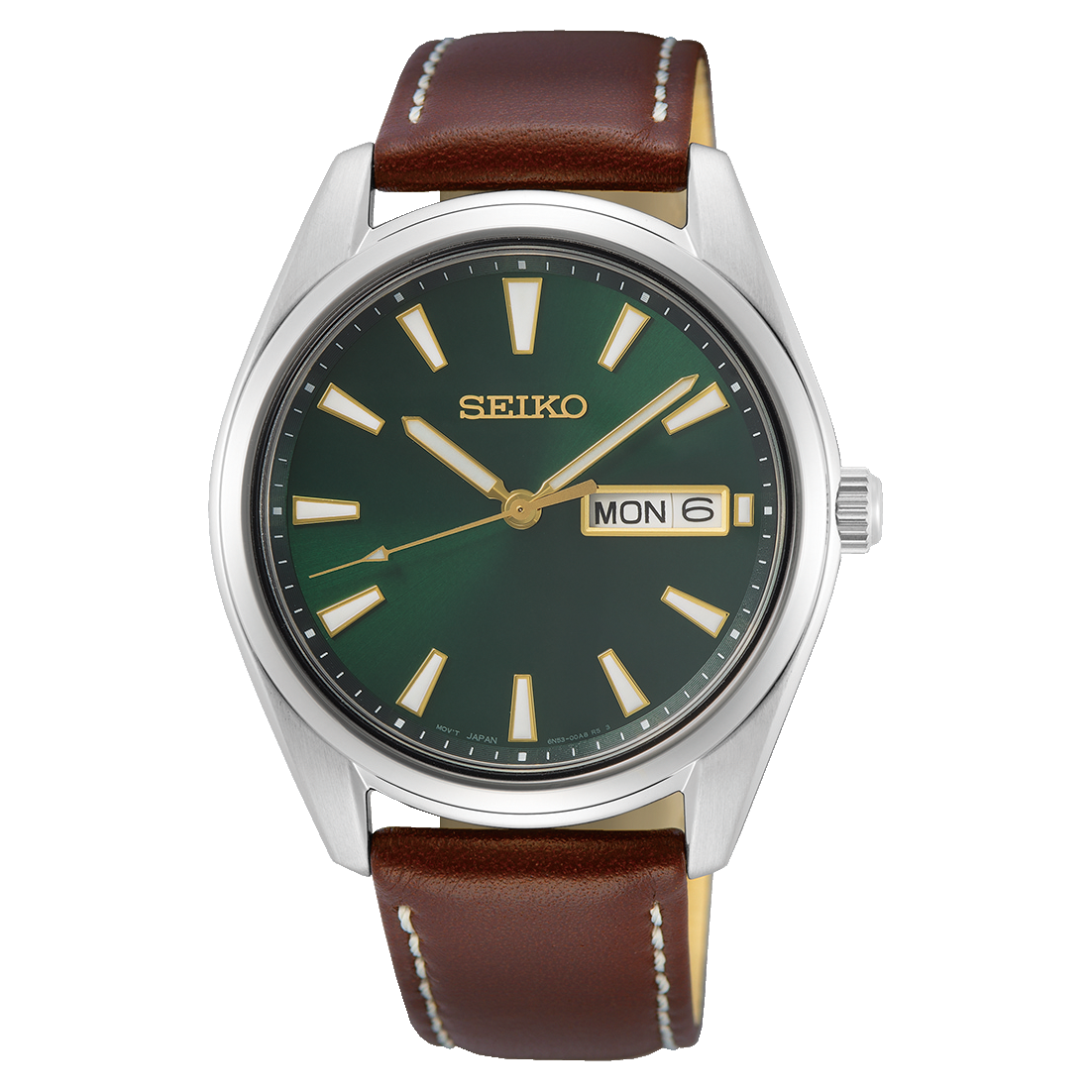 Seiko Discover More SUR449P1 men's quartz watch, 40.2 mm, sapphire crystal, 100 m WR, leather strap