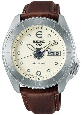 Seiko 5 Sports x Evisen Skateboards SBSA103 JDM Limited Edition 42.5mm 100m WR automatic men's watch made in Japan with leather strap JDM (Japanese domestic market)