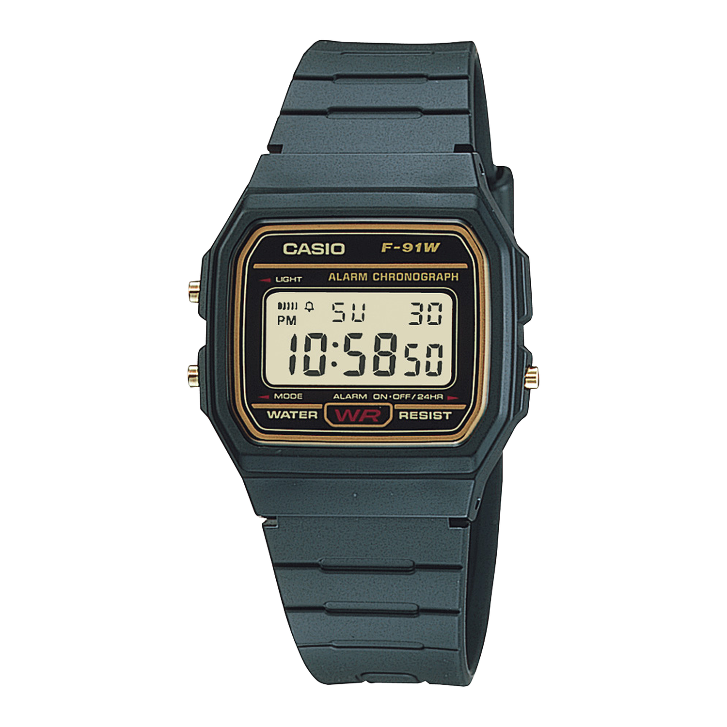 Casio F-91WG-9QJH "Black &amp; Gold" Edition JDM retro unisex digital watch 35.2x38.2mm 7-year battery LCD JDM (Japanese domestic market)