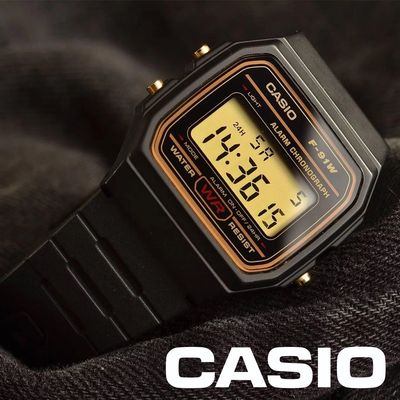 Casio F-91WG-9QJH "Black &amp; Gold" Edition JDM retro unisex digital watch 35.2x38.2mm 7-year battery LCD JDM (Japanese domestic market)