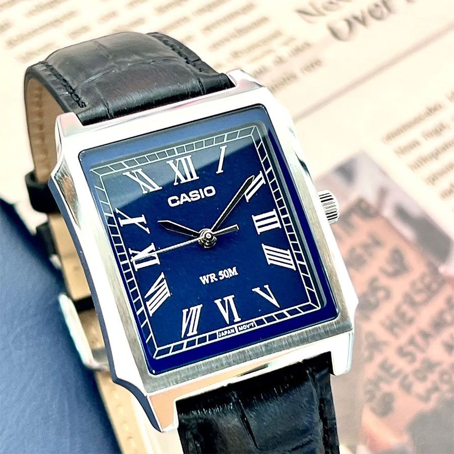 Casio MTP-B190L-2B classic men's quartz watch 41 × 31.5 × 8.1 mm leather strap