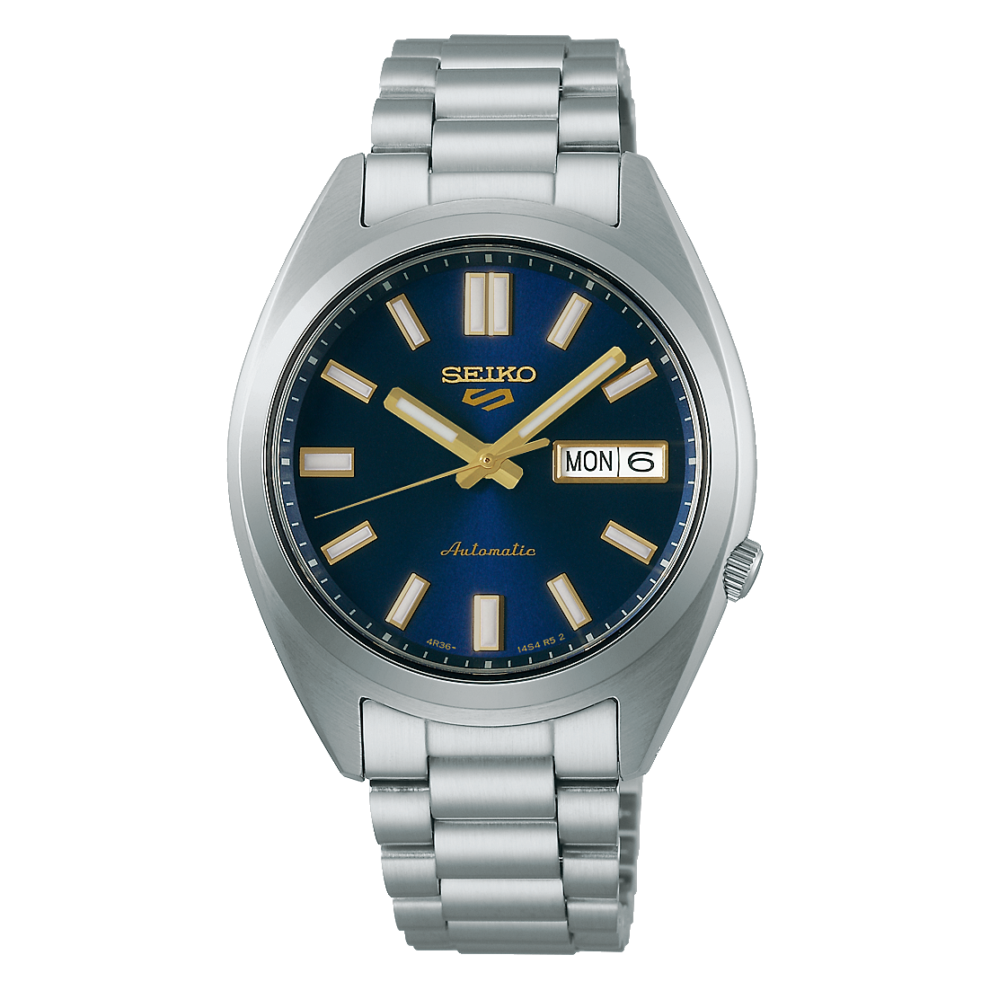 Seiko 5 Sports SNXS Style SRPL55K1 men's automatic watch, 37.4 mm, 100 m WR, steel strap, 4R36
