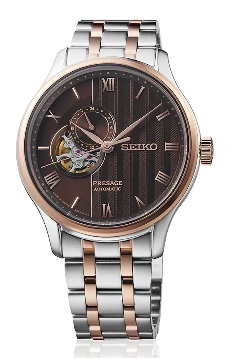 Seiko Presage Japanese Garden Momiji Brown SSA466J1 men's automatic watch, 41.8 mm, double-curved sapphire crystal, steel strap