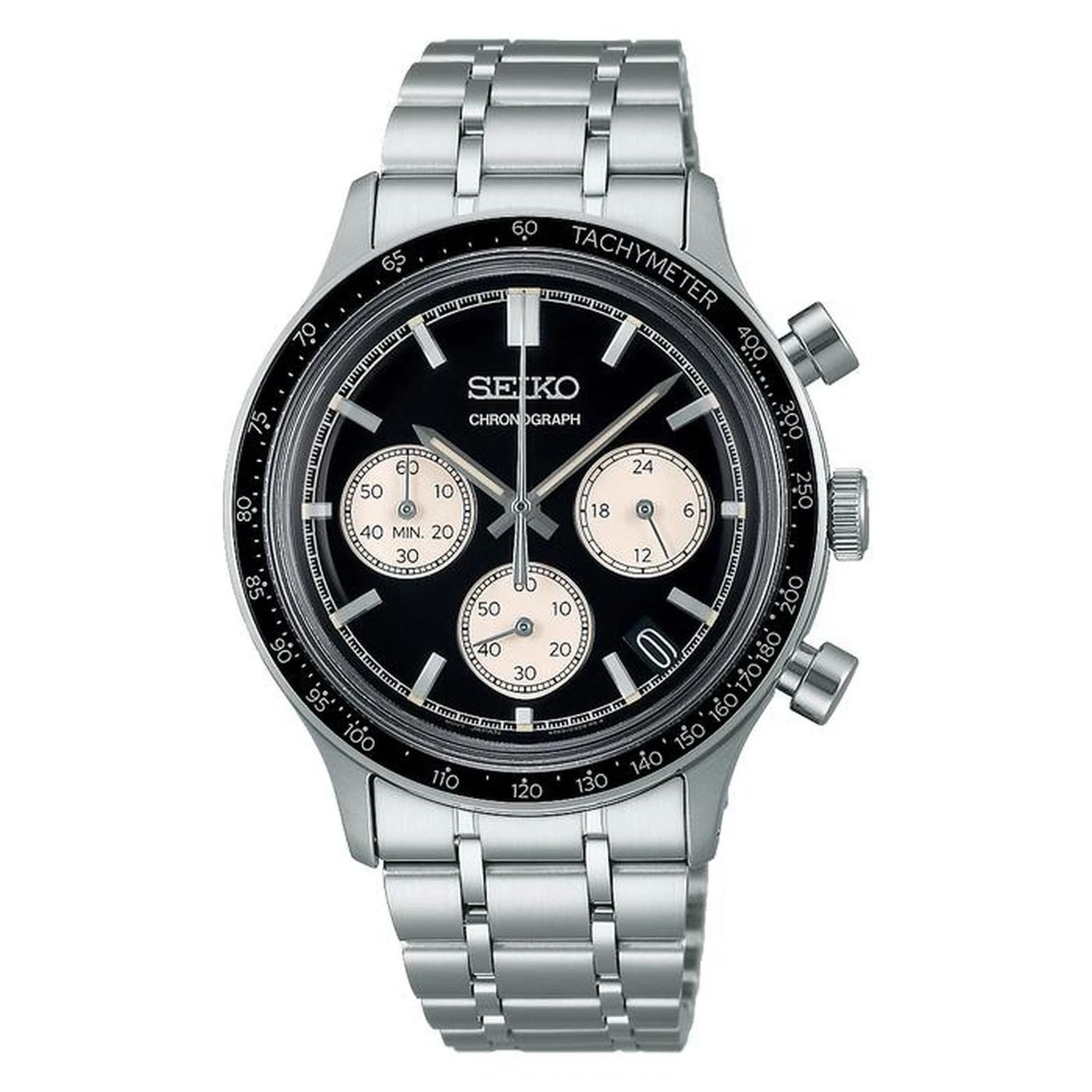 Seiko Chronograph Reverse Panda Men's Watch SSB479P1 38.7mm 100m Water Resistance Steel Strap