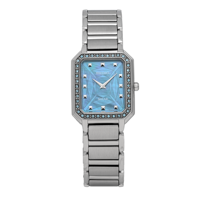 Seiko Crystals SUP451P1 25mm Solar-Powered Women's Watch with Steel Strap