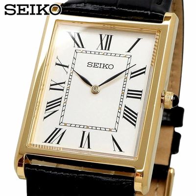 Seiko Conceptual “Tank” Men’s Quartz Watch SWR104P1 27.2mm x 39mm Sapphire Crystal Leather Strap