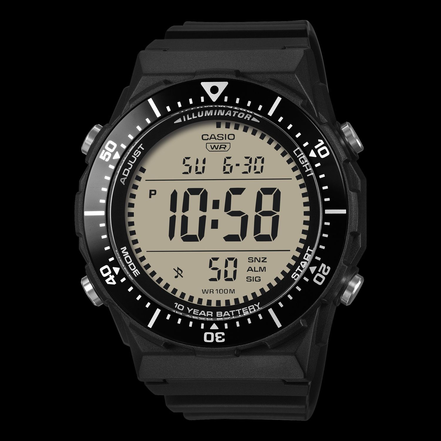 Casio Sports AE-1700H-1AV Men's Digital Watch, 100m Water Resistance, 10-Year Battery Life, Resin Strap