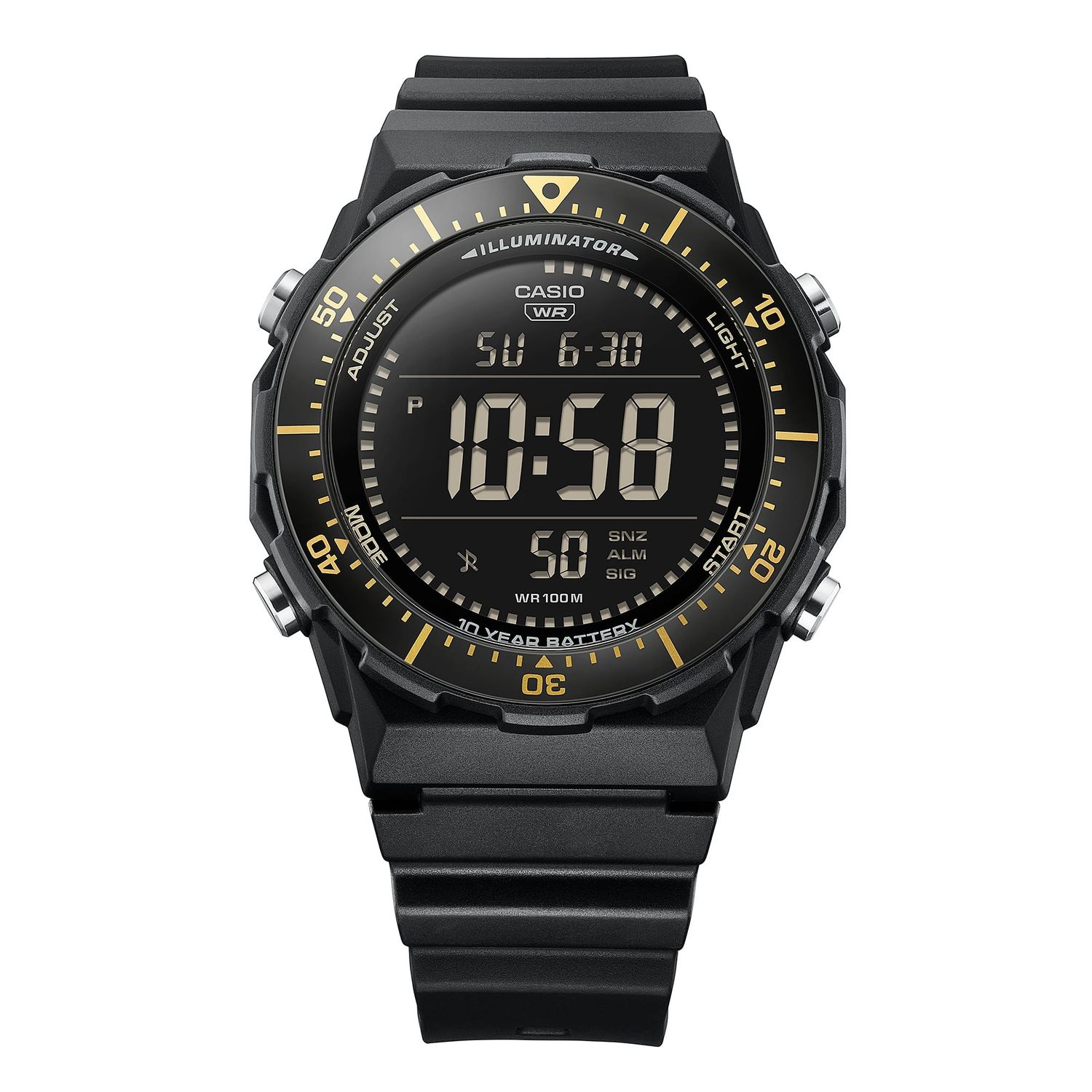 Casio Sports AE-1700H-1BV Men's Sports Watch 54.9 × 47.3 × 14.3 mm 100m Water Resistance 10-Year Battery Life