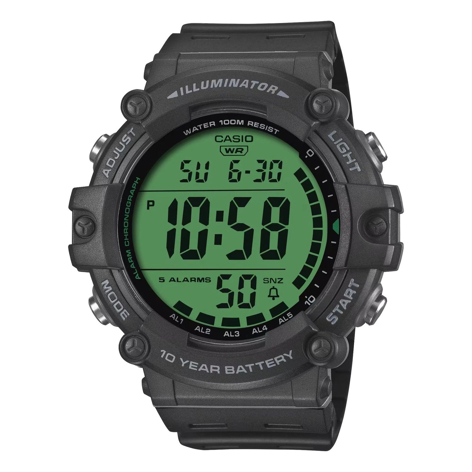 Casio Sports AE-1500WHC-1AV Men's Sports Watch 54.4 × 51.3 × 15.8 mm 100m Water Resistance 5 Alarms 10-Year Battery Life
