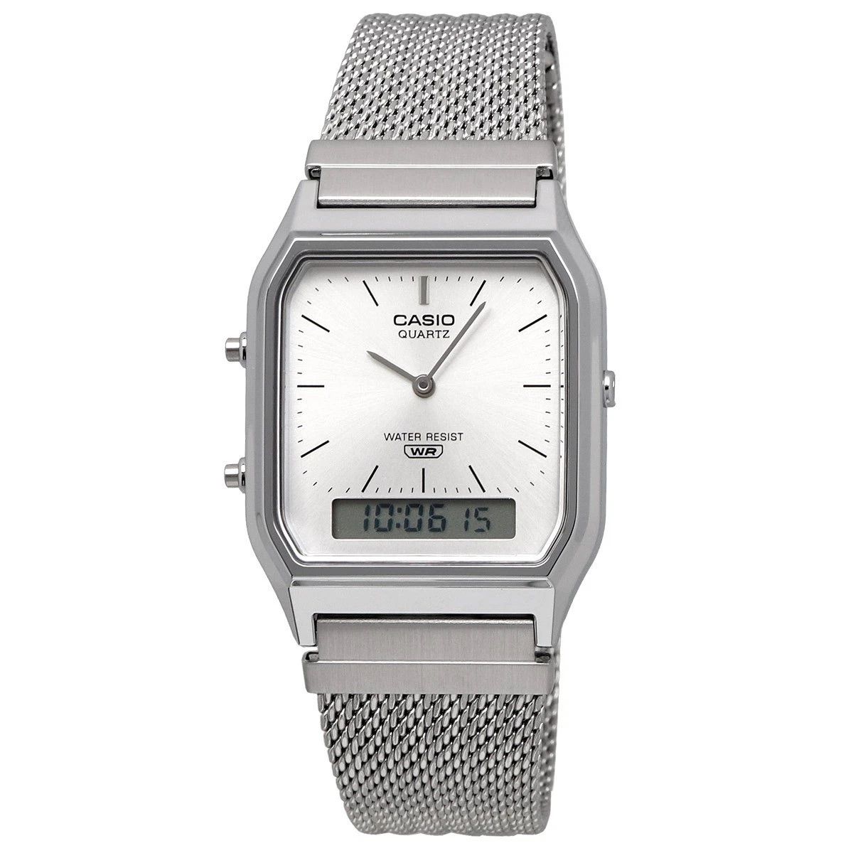 Casio Edgy AQ-230EM-7A analog-digital watch 38.8 × 29.8 × 8.1 mm, self-adjusting steel mesh strap