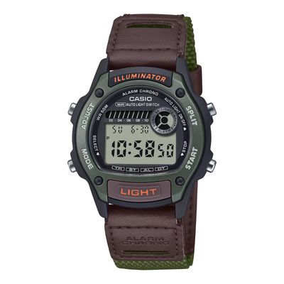 Casio Sports Field W-220HF-3AV Men's Digital Watch, 43 × 36.6 × 10.9 mm, auto-light, fabric strap