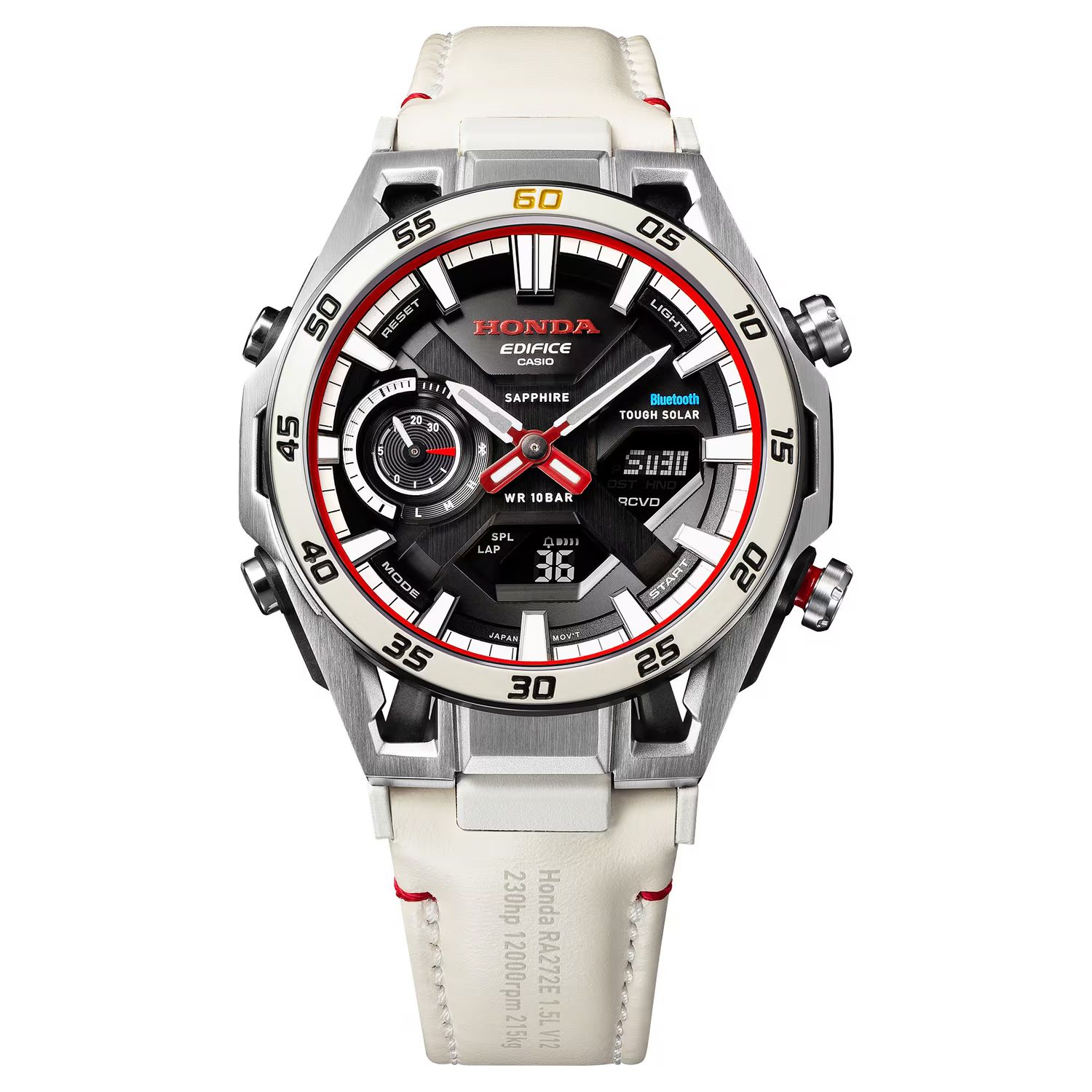 Casio Edifice Men's Bluetooth Solar Watch Honda 60th Anniversary ECB-2300HR-1AJR JDM Limited Edition Veni, Vidi, Vici 50.2 × 45.8 × 11.8 mm sapphire crystal, leather strap JDM (Japanese domestic market)