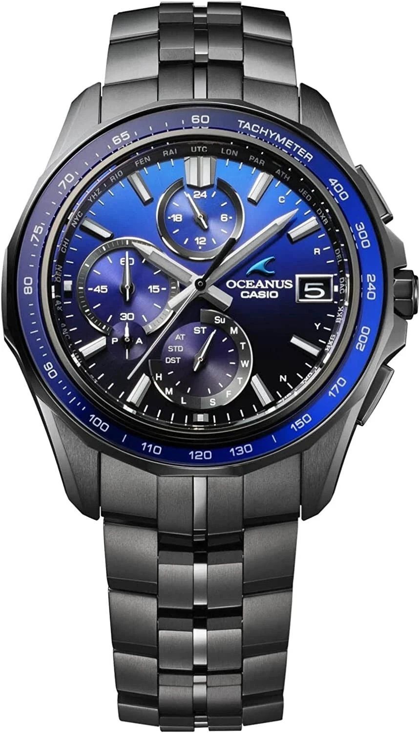 Casio Oceanus Manta OCW-S7000B-2AJF JDM Radiocontrol Bluetooth Solar Watch 47.5 × 42.8 × 9.5 mm Sapphire crystal Made in Japan JDM (Japanese domestic market) Titanium case and band 100m water resistance