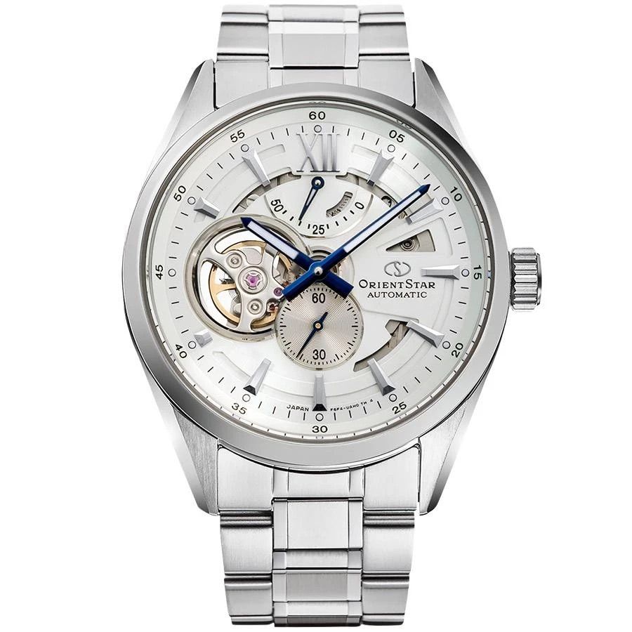 Orient Star “Modern Skeleton” Men's Automatic Watch RE-AV0137S 41mm Made in Japan | Cal. F6F44 | Enlarged Open Heart | Anti-reflective sapphire crystal | Steel bracelet