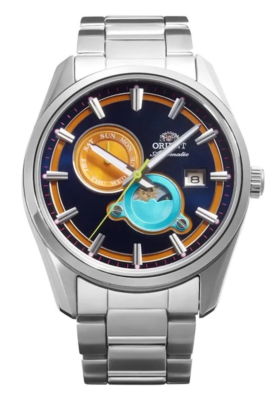 Orient Stretto Day &amp; Night Ocean Sunrise Men's Automatic Watch RA-AK0316L Limited Edition 41.5mm 50m Water Resistance Sapphire Crystal Steel Strap