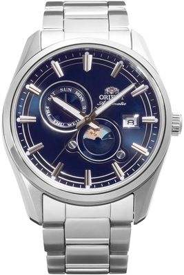 Orient Stretto Day &amp; Night Men's Automatic Watch, Midnight Blue, RA-AK0315L, 41.5 mm, 50 m water resistance, sapphire crystal, steel bracelet