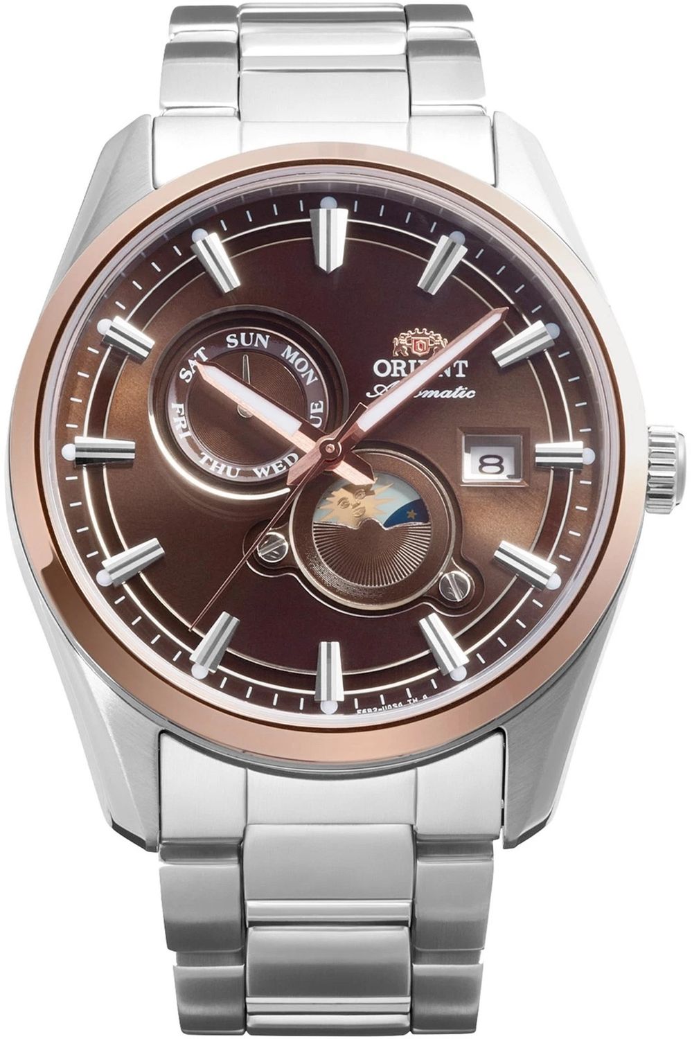 Orient Stretto Day &amp; Night Bronze Sunset Men's Automatic Watch RA-AK0313Y, 41.5 mm, 50 m water resistance, sapphire crystal, steel bracelet