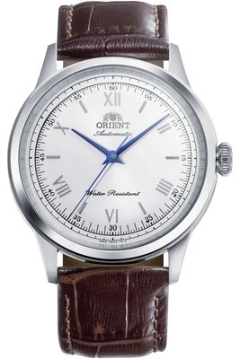 Orient Bambino Roman Silver Men's Automatic Watch RA-BB0002S, 38.4 mm, Cal. F6724, leather strap