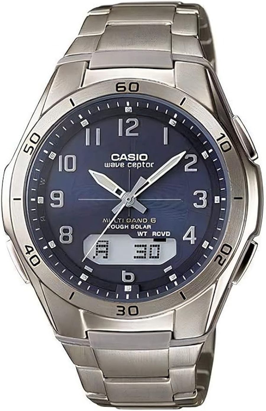 Casio WaveCeptor WVA-M640TD-2AJF Men's Solar-Powered Radio-Controlled Titanium Watch, 43.5mm, 100m Water Resistance, JDM (Japanese Domestic Market)