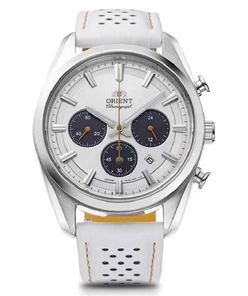 Orient Stretto Panda RN-TX0310S Men's Solar Chronograph Watch - Limited Edition JDM (Made in Japan) - 40mm, Sapphire Crystal, Leather Strap, 50m Water Resistance, JDM (Japan Exclusive Edition)