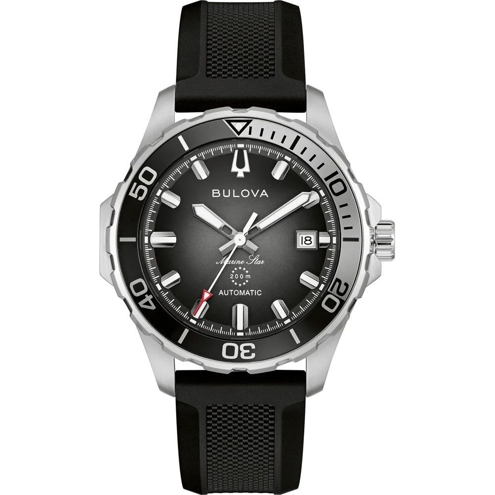Bulova Marine Star 98B465 Men's Automatic Diving Watch, 41mm, 200m Water Resistance, Silicone Strap