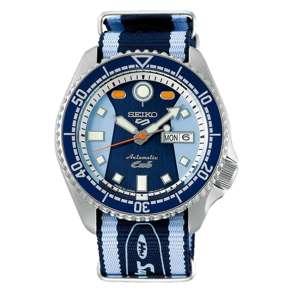 Seiko 5 Sports SKX Sense Style Honda Super Cub SBSA237 JDM Men's Automatic Watch, 42.5mm, 100m Water Resistance, Fabric Strap, Made in Japan, Kanji-English