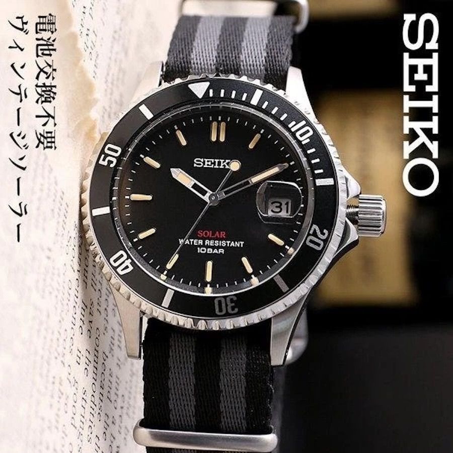 Seiko Solar Men's Watch SZEV014 Limited JDM 41mm 100m WR JDM Fabric Strap (Japanese Domestic Market) Made in Japan