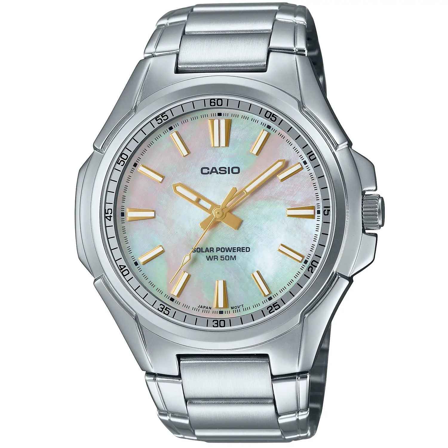 Casio MTP-RS100S-7AV Classic Men's Solar Watch, 46mm, 50m Water Resistance, Steel Strap, Solar-Powered Quartz Movement (powered by solar energy or light)