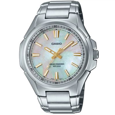 Casio MTP-RS100S-7AV Classic Men's Solar Watch, 46mm, 50m Water Resistance, Steel Strap, Solar-Powered Quartz Movement (powered by solar energy or light)