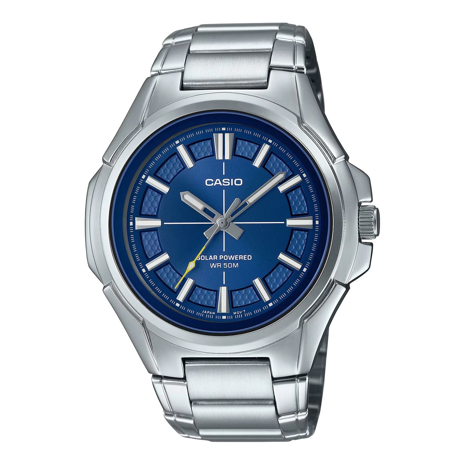 Casio MTP-RS100D-2AV Classic Men's Solar Watch, 46mm, 50m Water Resistance, Steel Strap, Solar-Powered Quartz Movement (powered by solar energy or light)