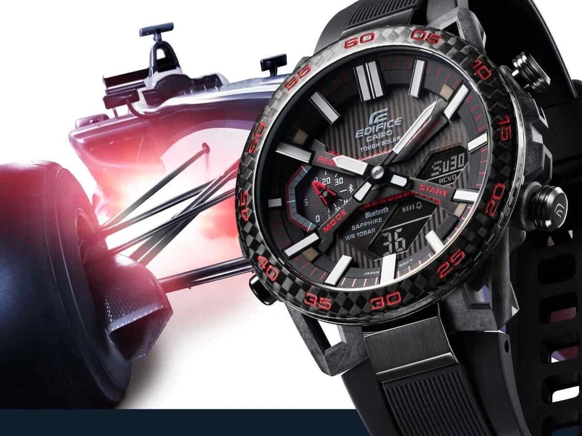 CASIO EDIFICE Sospensione ECB-2000YPB-1AJF Men's Bluetooth Solar Watch (JDM) – Carbon Case, 47.8mm, Silicone Strap, 100m Water Resistance, Sapphire Crystal (Japanese Domestic Market) – Alarm