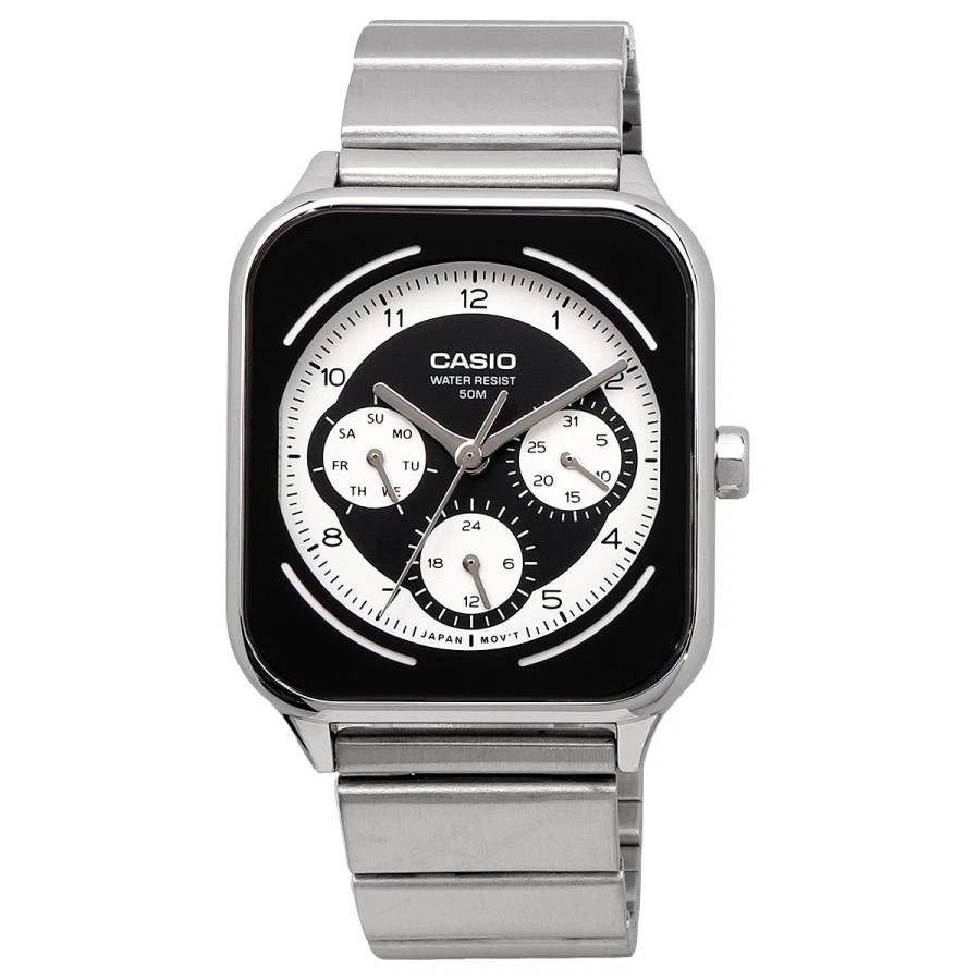 Casio Square Panda Men's Chronograph Watch MTP-M307D-1BV 44.5 × 34 × 9.4 mm 50m Water Resistance Steel Strap